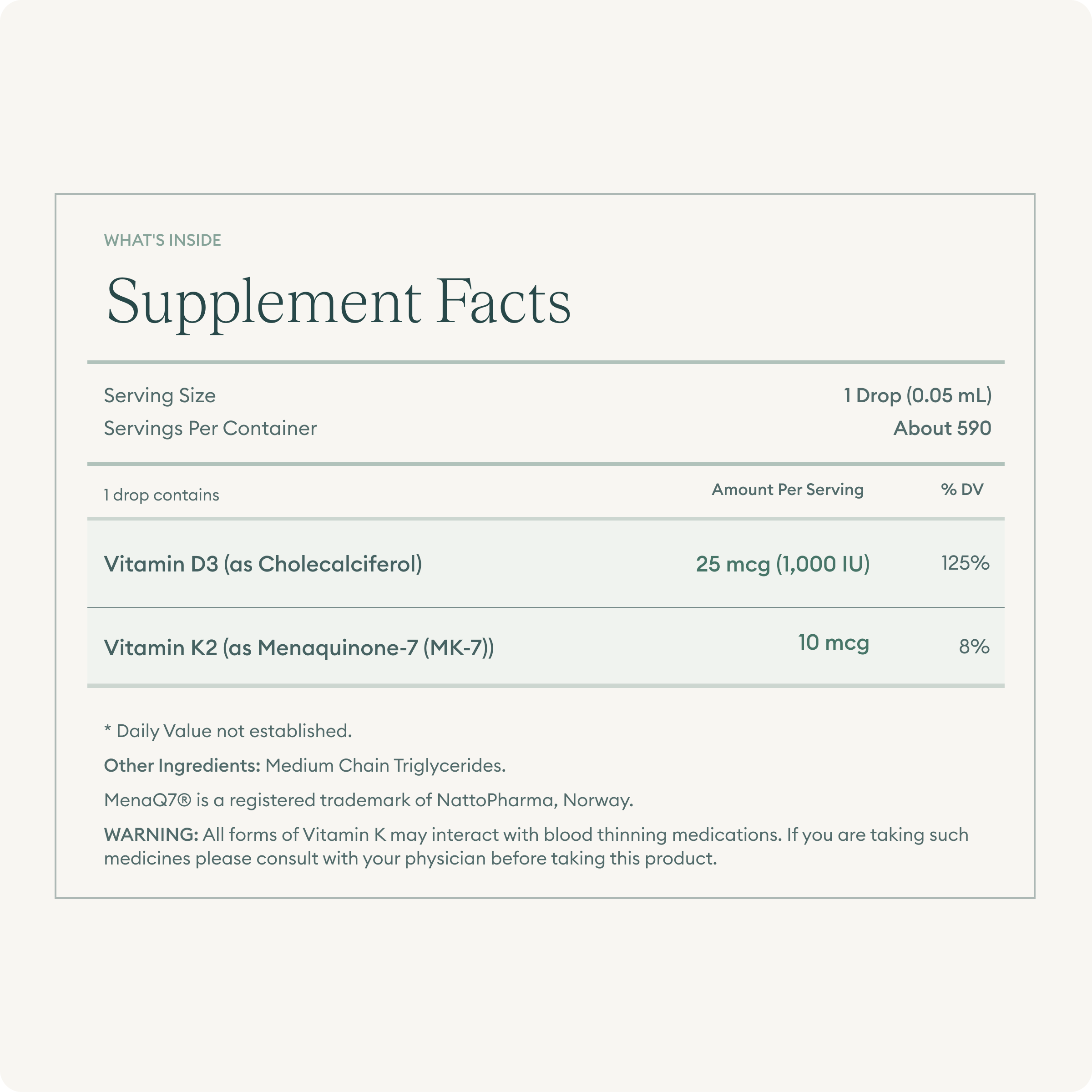Vitamin D3 + K2 Supplement Drops